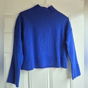 Tahari Cobalt Blue Mock Neck 100% Merino Wool Sweater